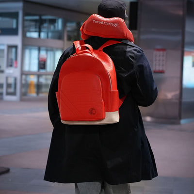 Leather Classic Backpack in Red