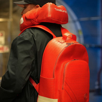Leather Classic Backpack in Red