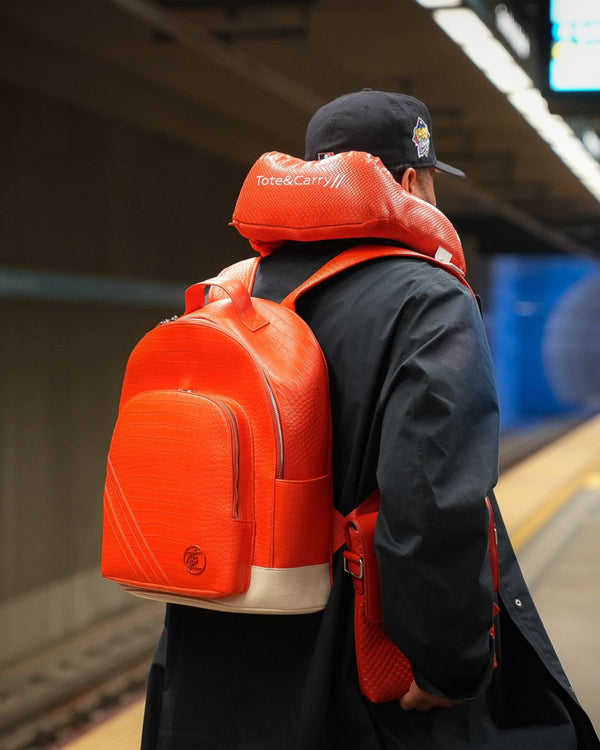 Leather Classic Backpack in Red
