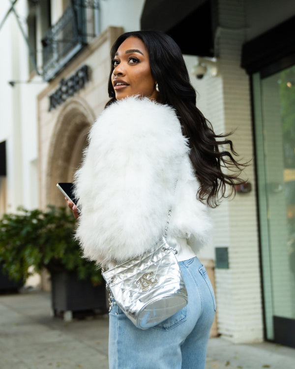 Metallic Everyday Shoulder Bag in Silver
