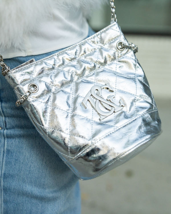 Metallic Everyday Shoulder Bag in Silver