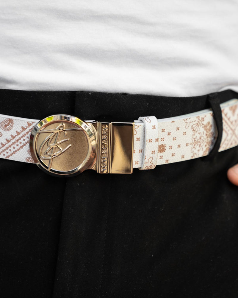 Paisley Belt in Beige Brown