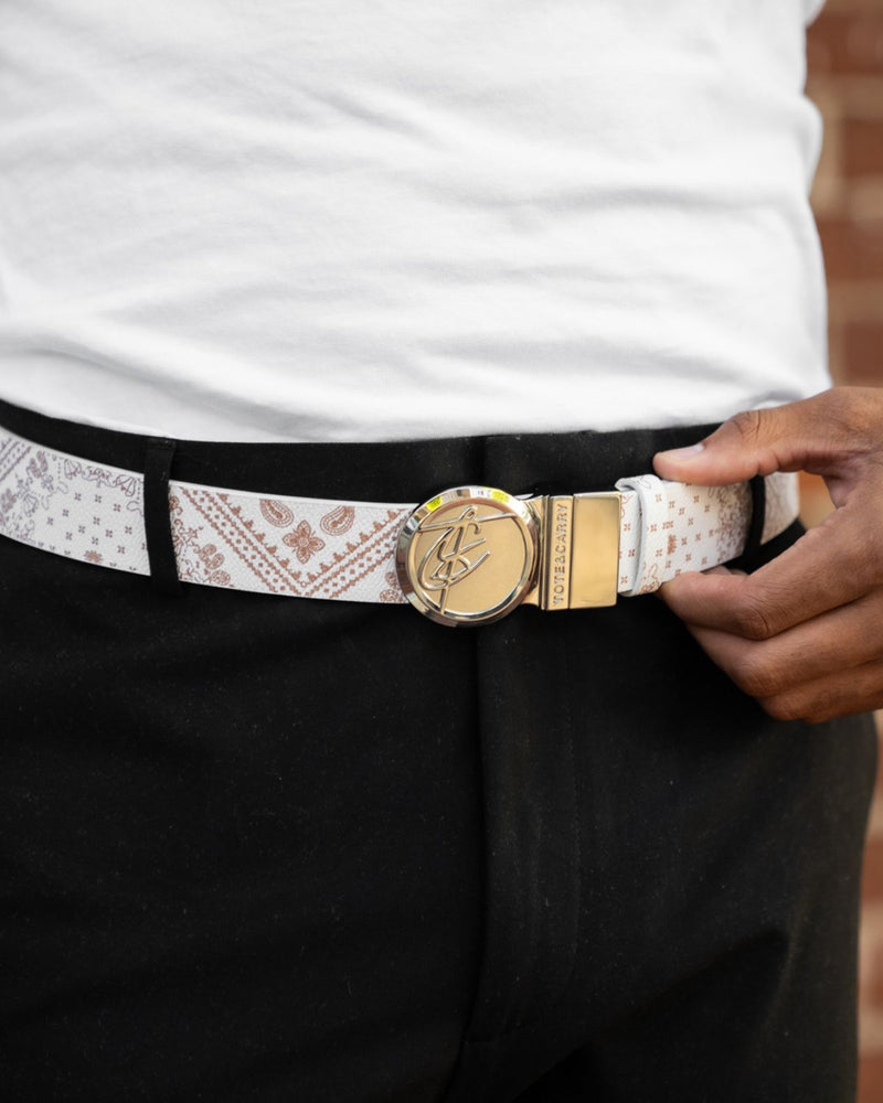 Paisley Belt in Beige Brown