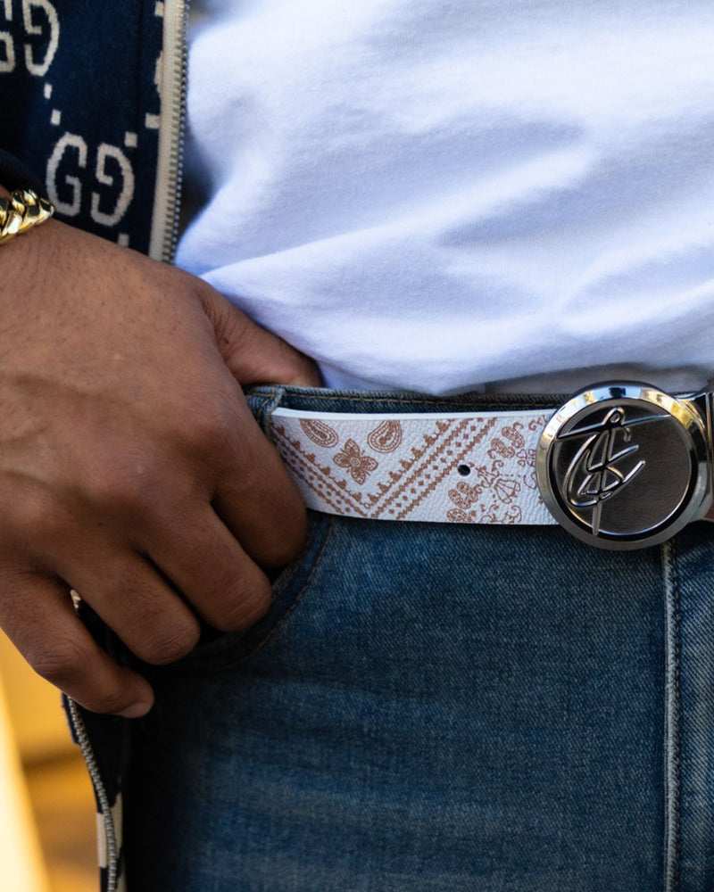 Paisley Belt in Beige Brown