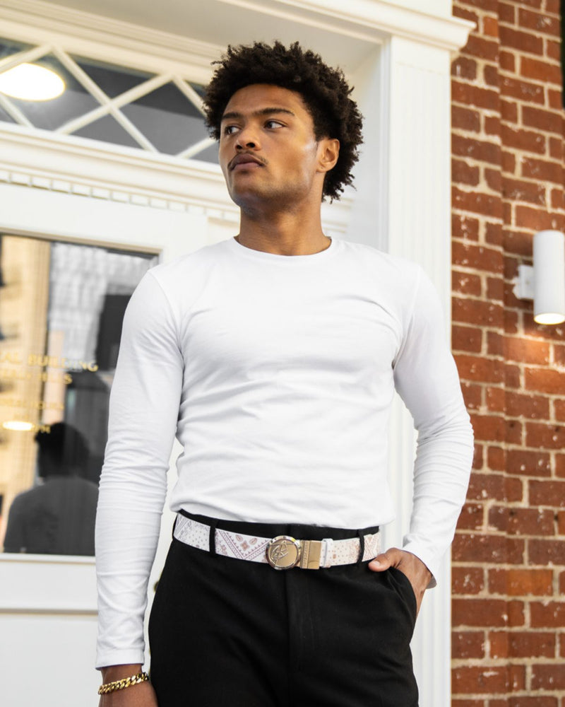 Paisley Belt in Beige Brown