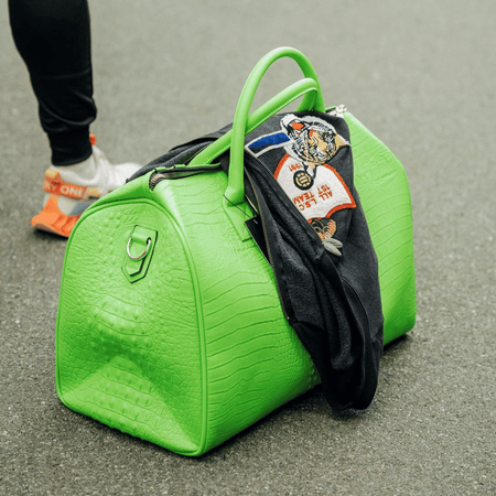 Tote&Carry - Neon Yellow Apollo 2 Crocodile Skin Luggage Set, Regular Duffle + Backpack