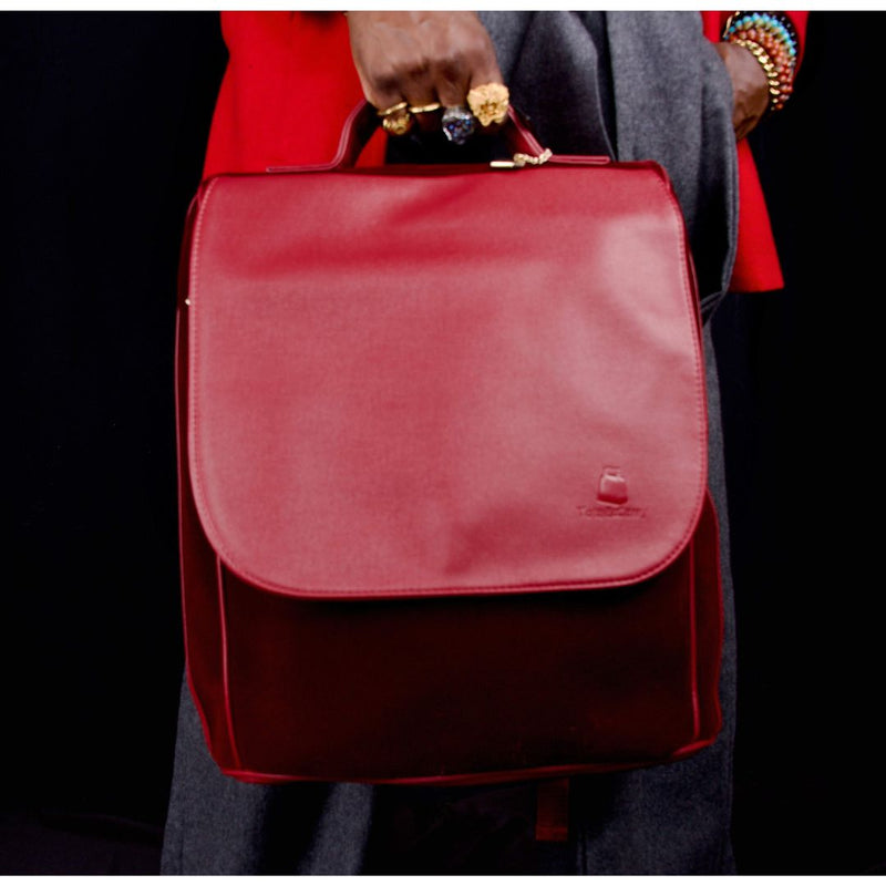 Velvet Backpack in Burgundy