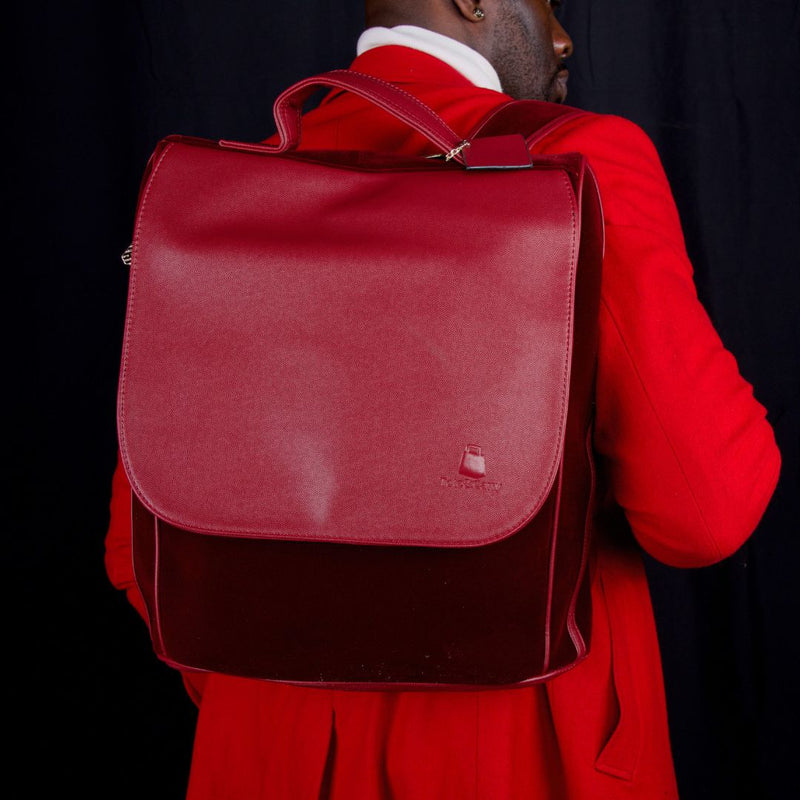 Velvet Backpack in Burgundy