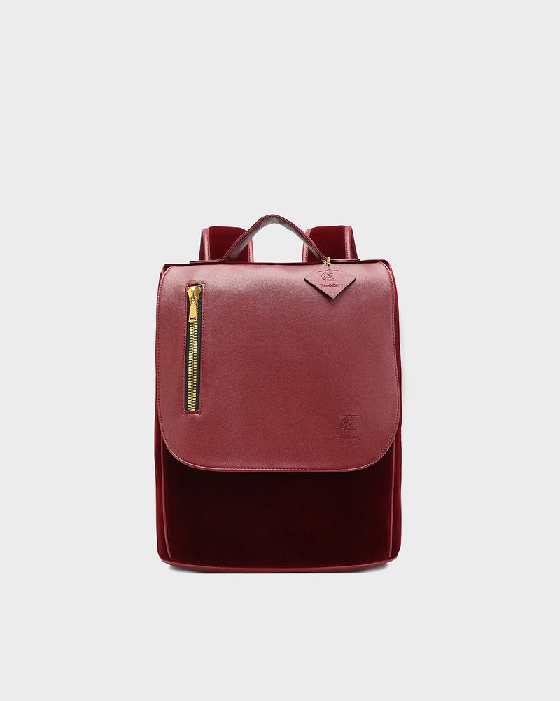 Velour Backpack in Burgundy