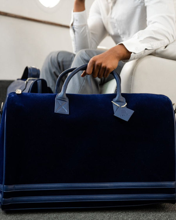 Velour Duffle Bag in Royal Blue
