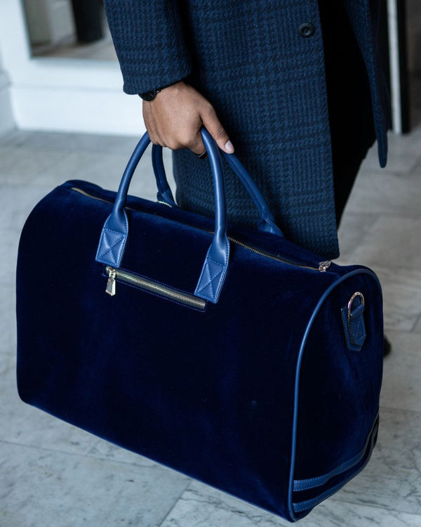 Velour Duffle Bag in Royal Blue