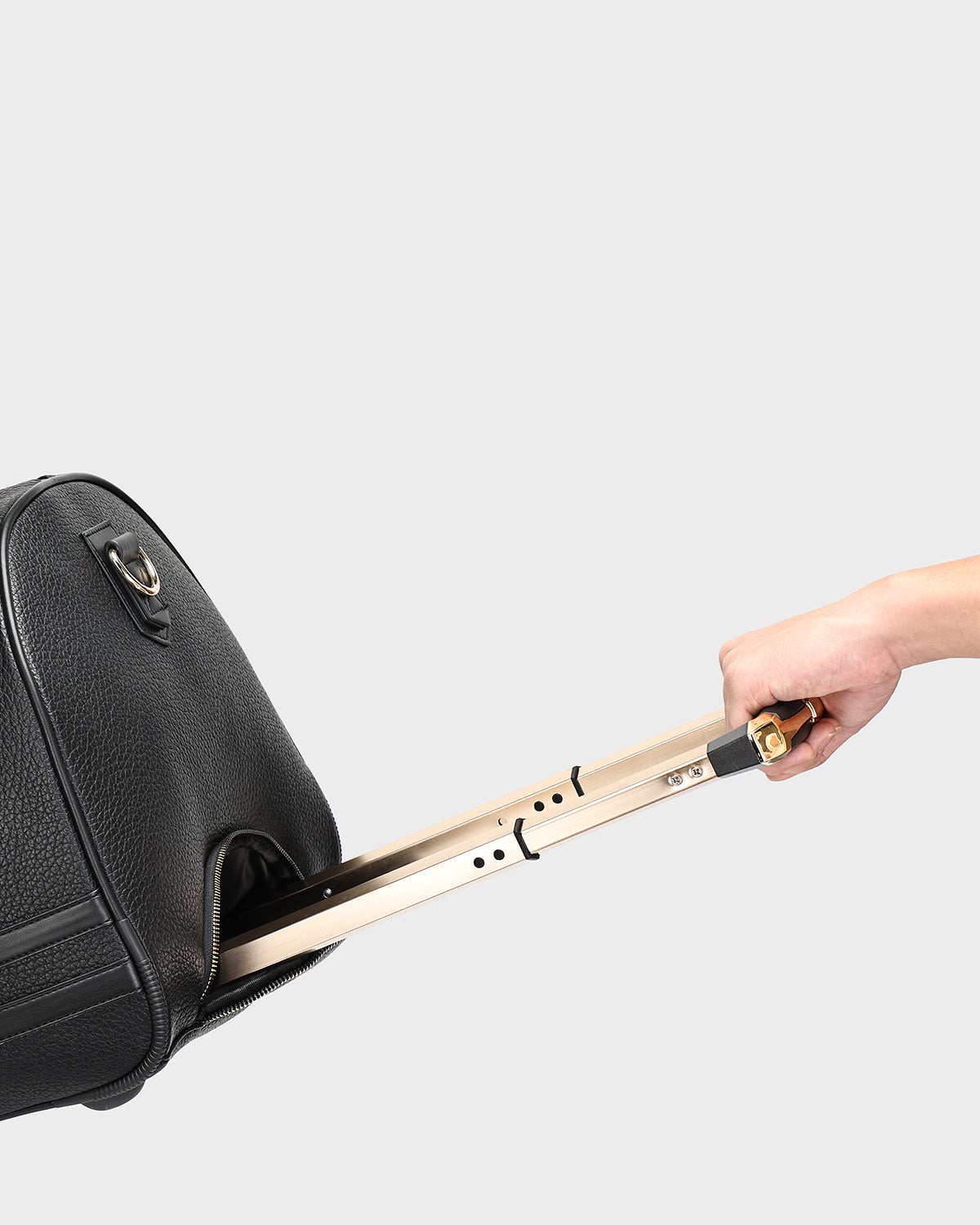 Leather Utility Rolling Duffle in Black