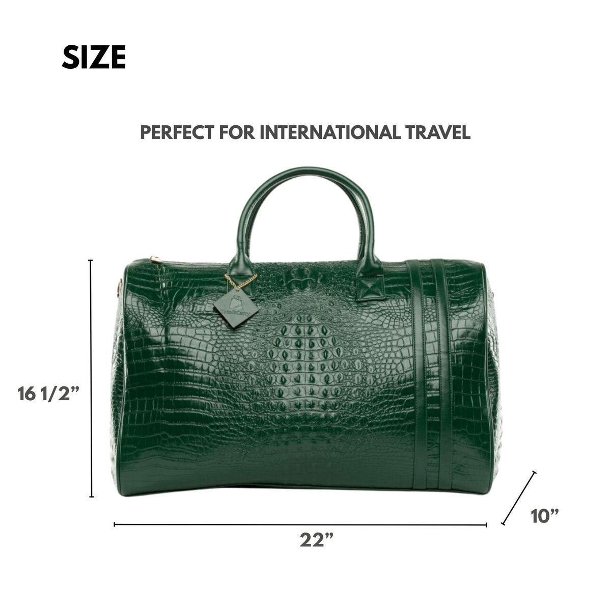 Tote&Carry Classic Weekender Duffle Bag in Emerald Green — XL travel bag size, 22 x 16.5 x 10 inches