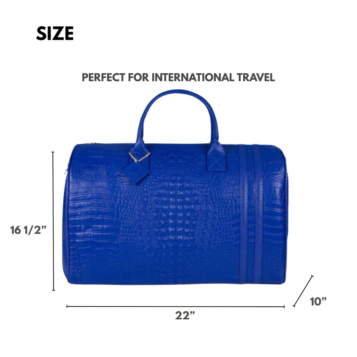 Tote&Carry Classic Weekender Duffle Bag in Royal Blue — XL travel bag size, 22 x 16.5 x 10 inches