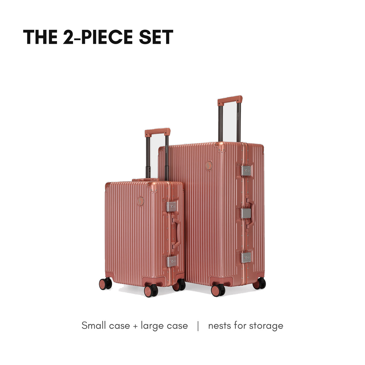 Tote&Carry Alloy Elite 2PC Suitcase Set in Rose — the two piece set, small and large case