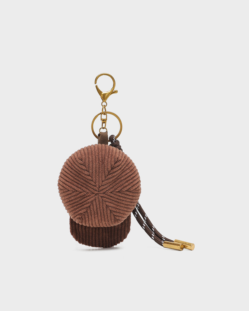 Fuzzy Hat Bag Charm in Brown