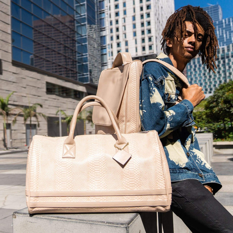 Signature Weekender Duffle Bag in Beige