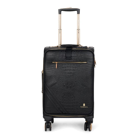 Black Apollo 2 Faux Crocodile Skin Carry-On Suitcase