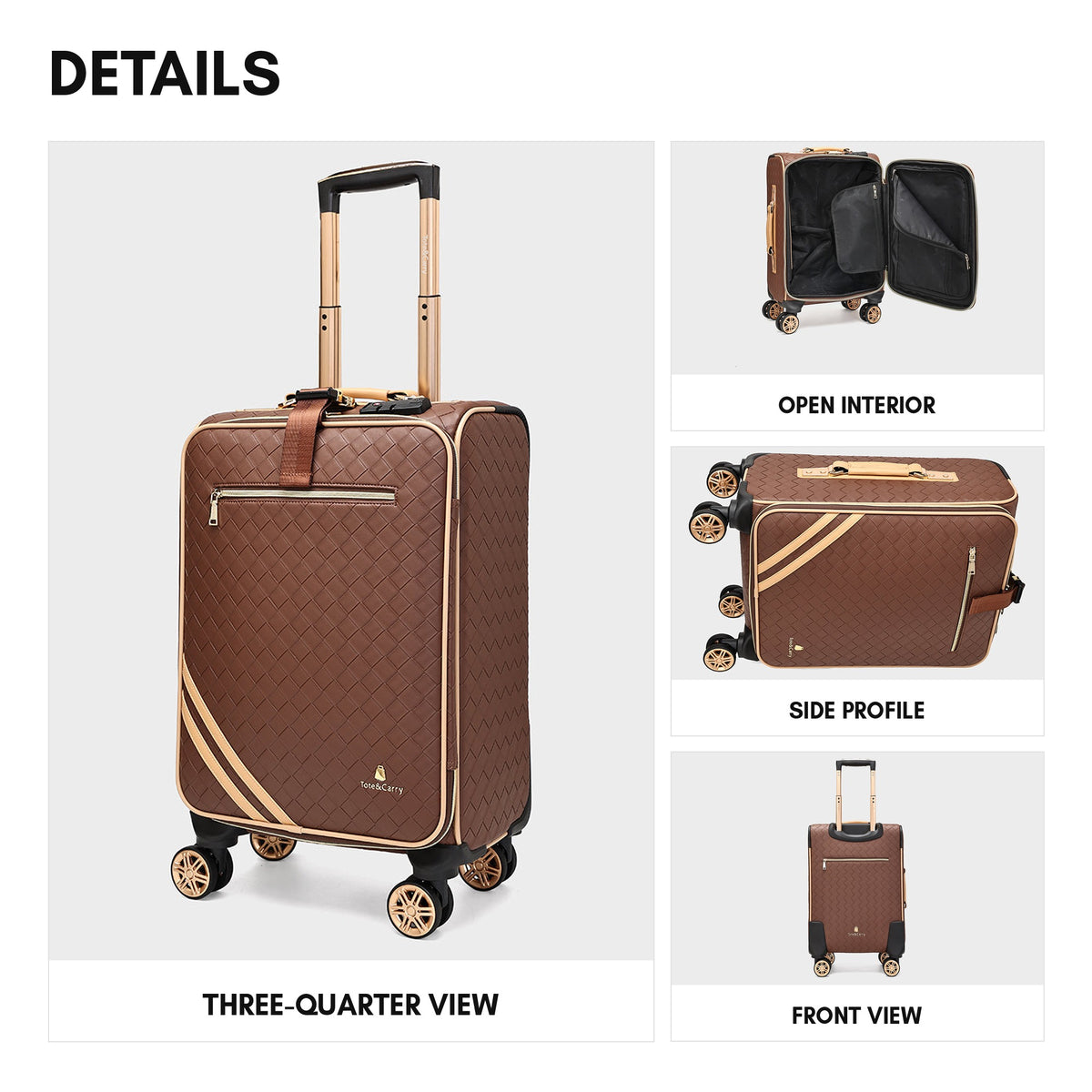 Bodega 2-Piece Luggage Set in Brown - details