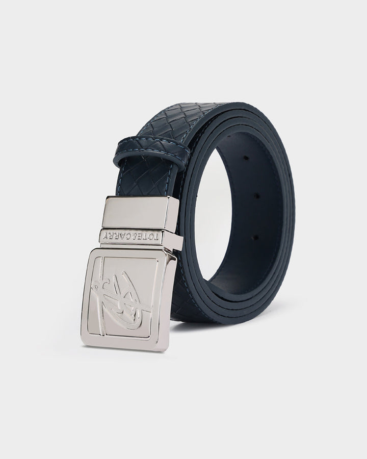 Woven Leather Belt in Navy Blue