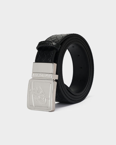 Woven Leather Belt in Black