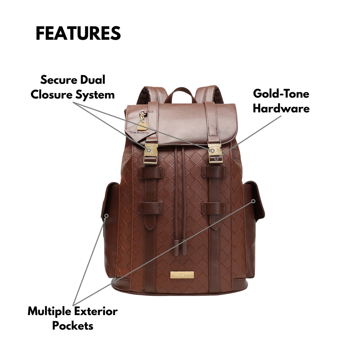 Tote&Carry Bodega Explorer Backpack in Brown — storage and compartments