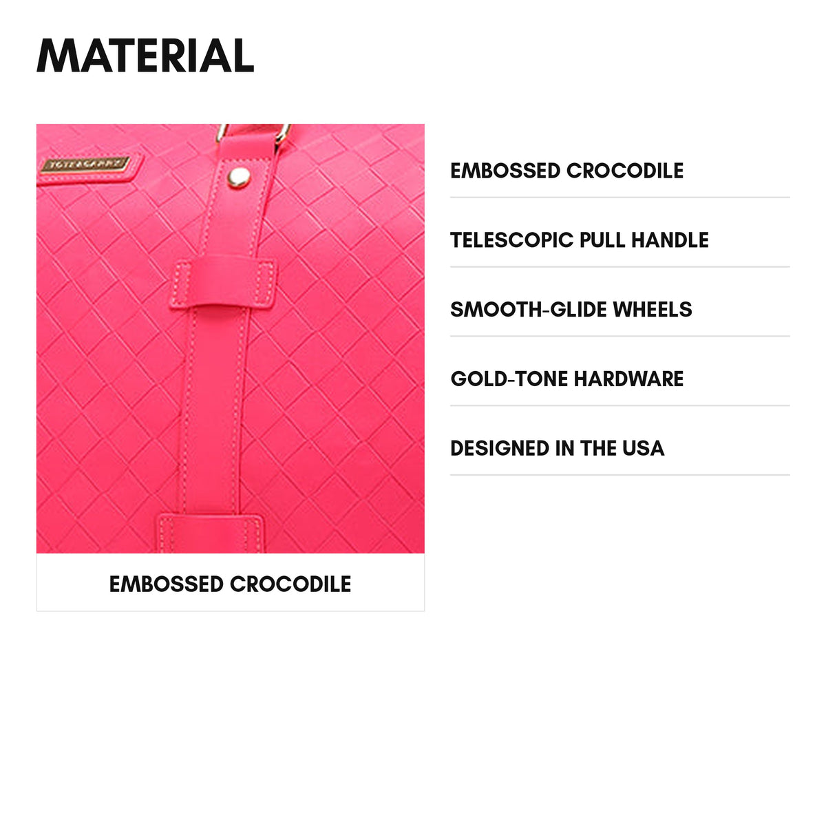 Bodega Explorer Rolling Duffle Set in Neon Pink - material
