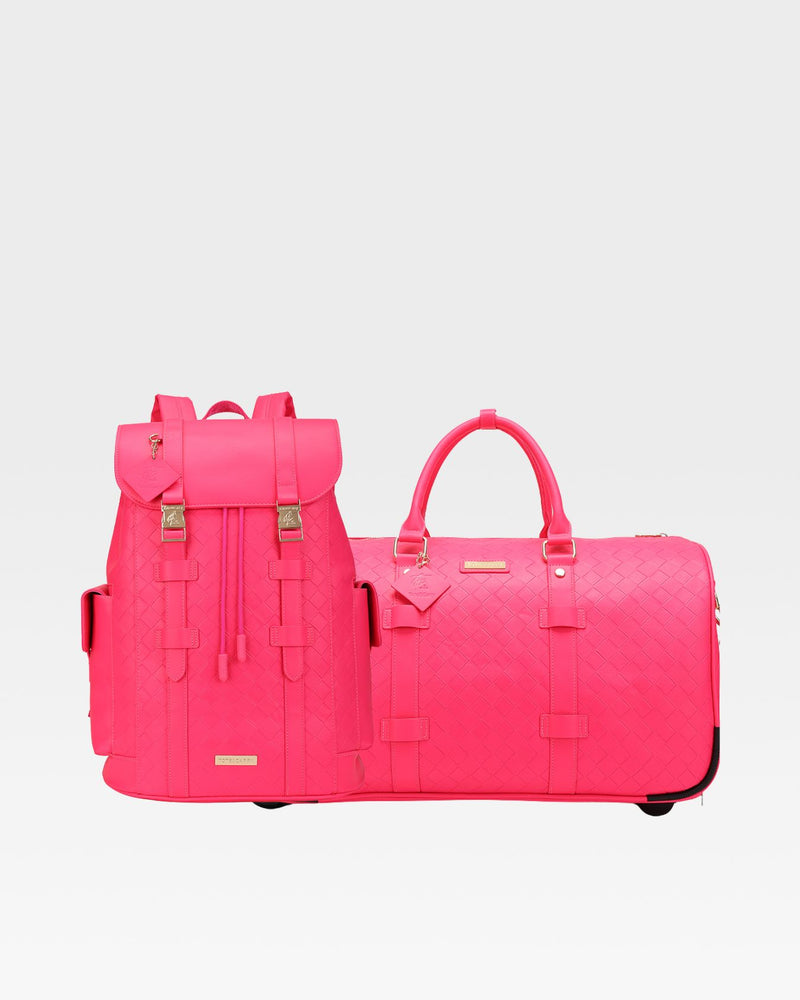 Bodega Explorer Rolling Duffle Set in Neon Pink