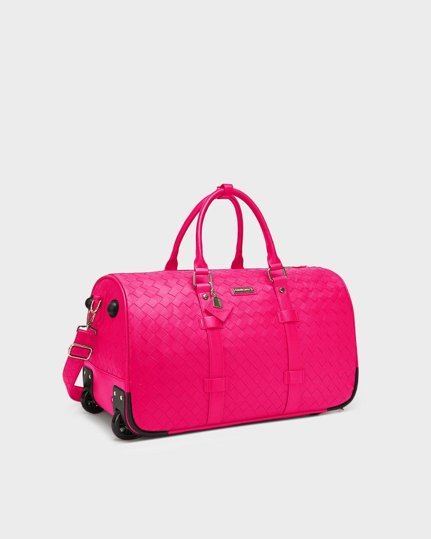 Bodega Explorer Rolling Duffle Set in Neon Pink