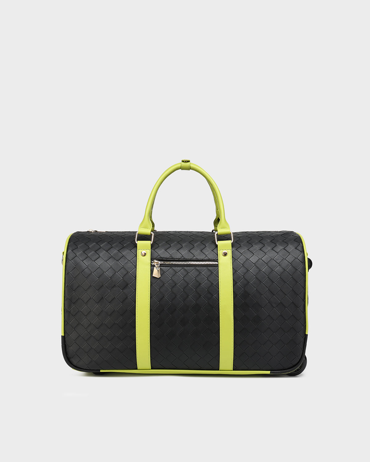 Bodega Rolling Duffle Bag in Black & Neon Green