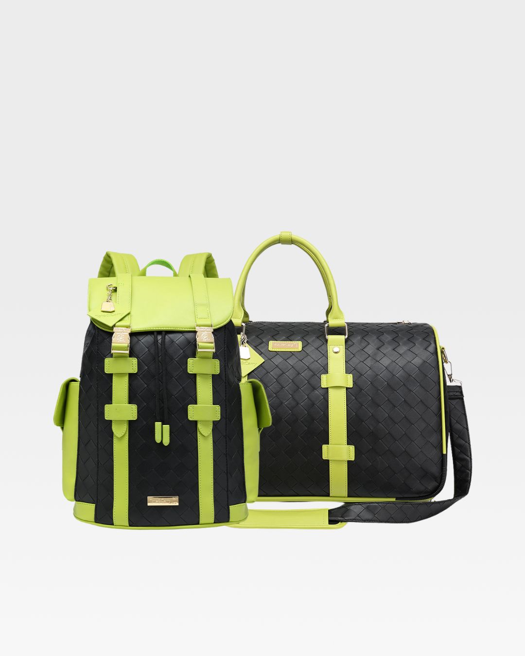Bodega Rolling Travel Set in Black & Slyme