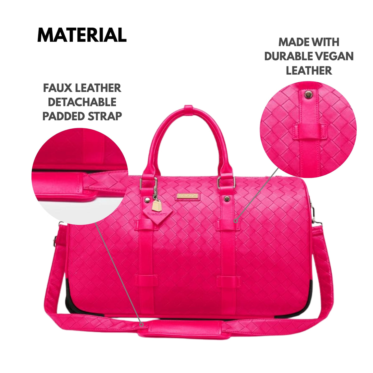 Tote&Carry Bodega Rolling Duffle Bag in Neon Pink — size guide