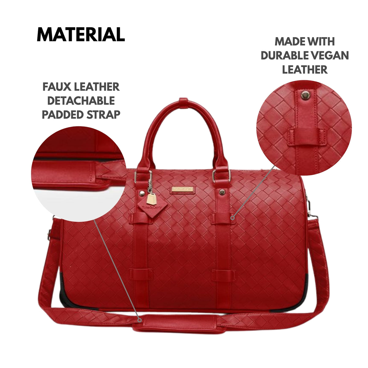Tote&Carry Bodega Traveler Rolling Duffle Bag in Red — size guide
