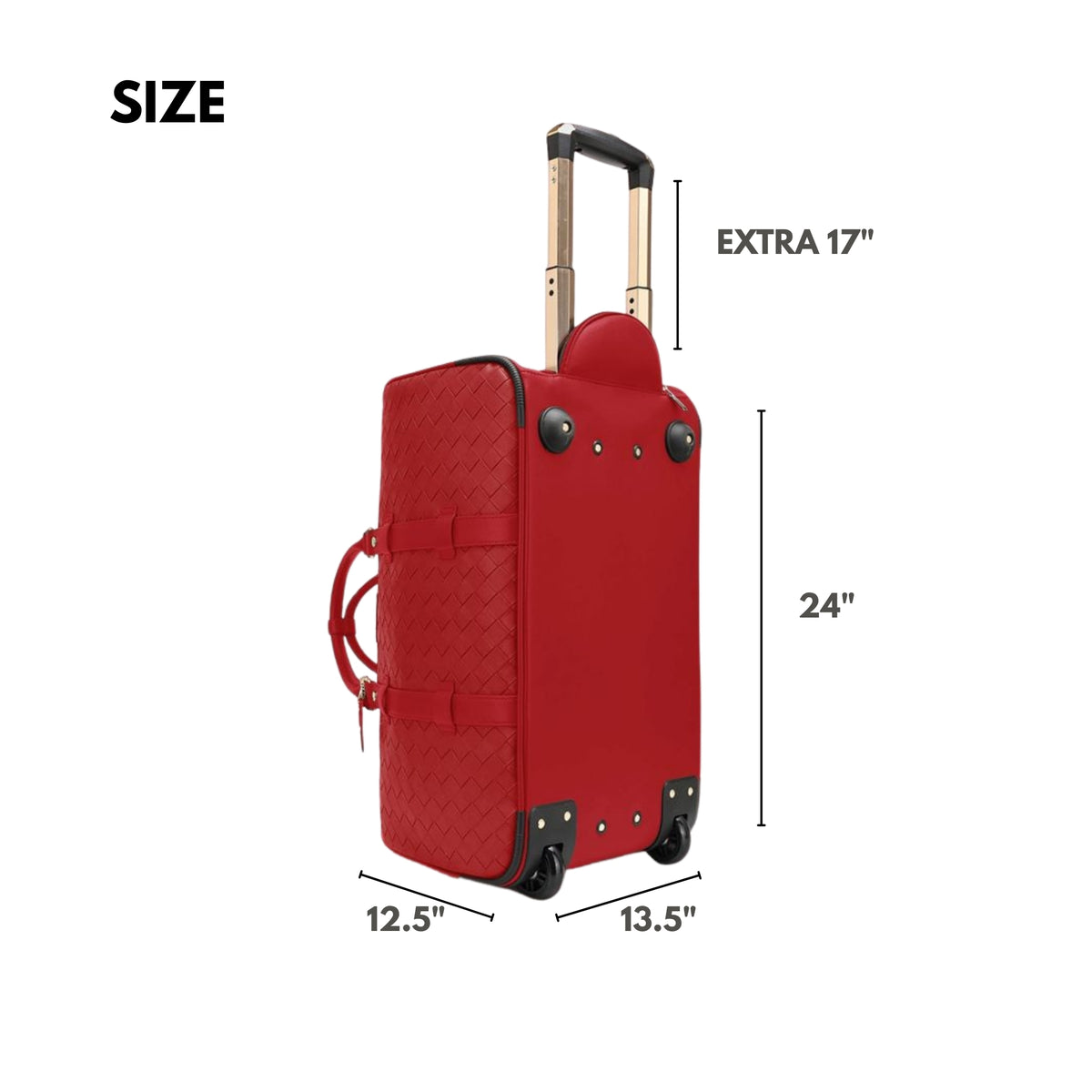 Tote&Carry Bodega Traveler Rolling Duffle Bag in Red — material detail