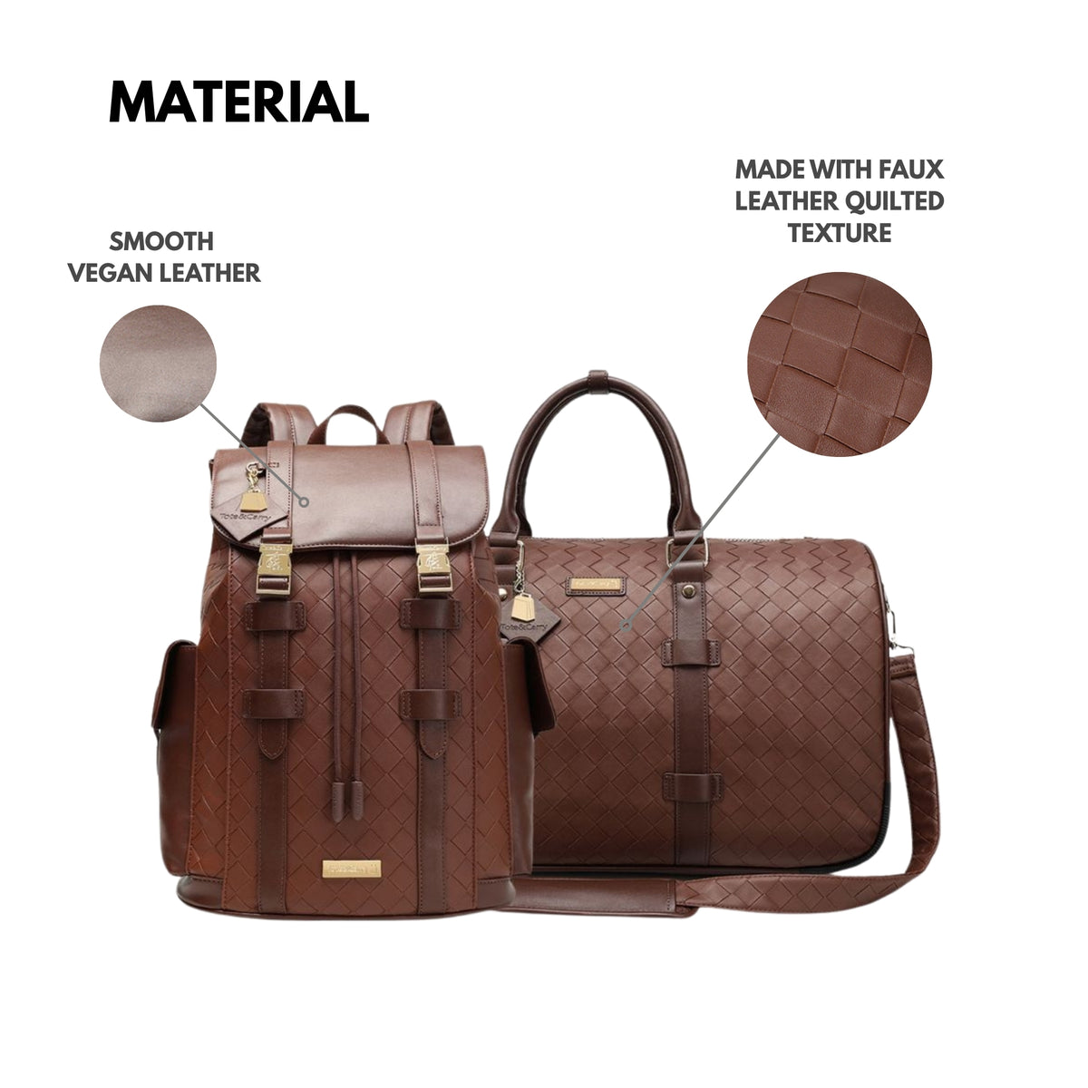 Tote&Carry Bodega Explorer Rolling Duffle Set in Brown — what's included