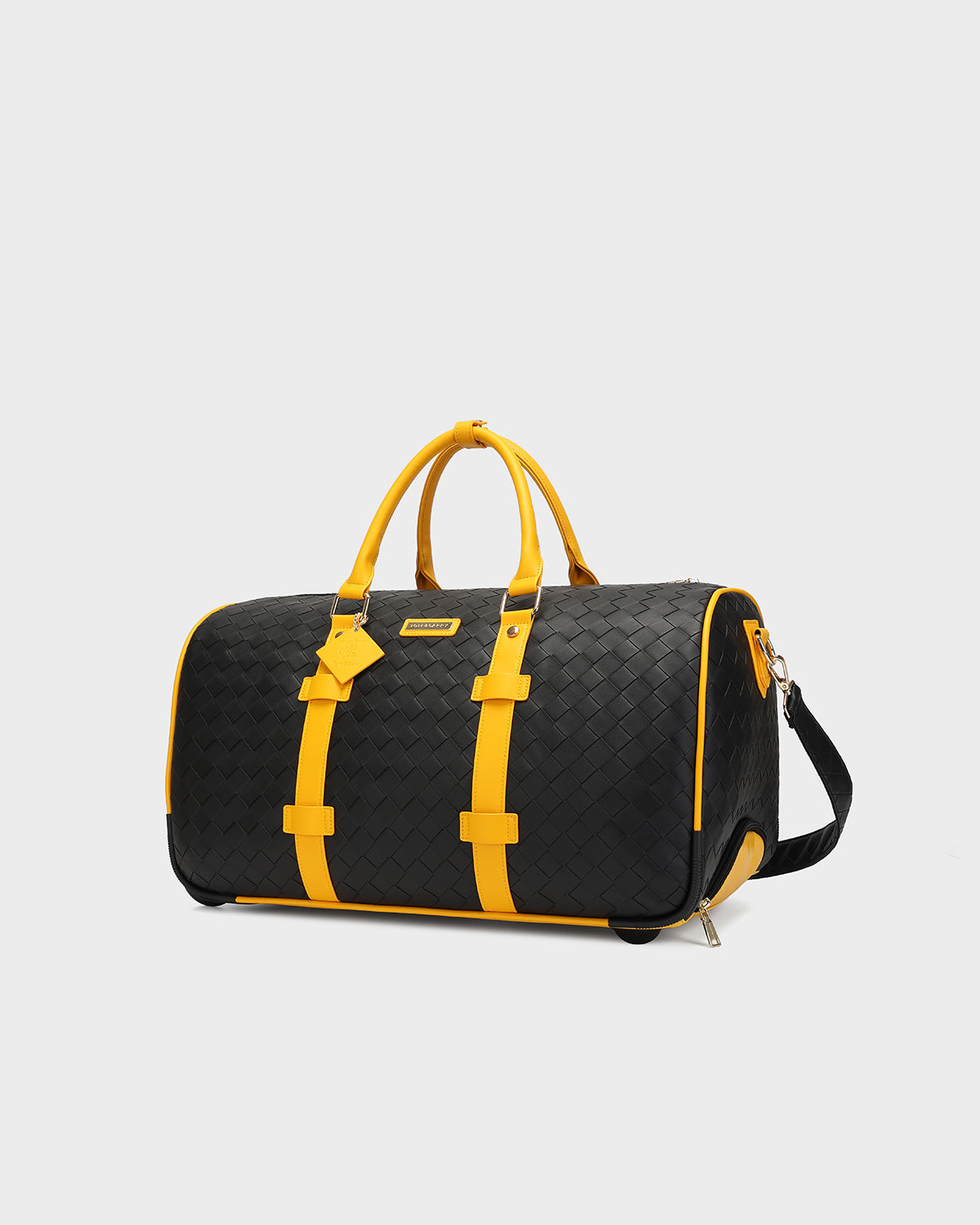Bodega Traveler Rolling Duffle in Black & Yellow