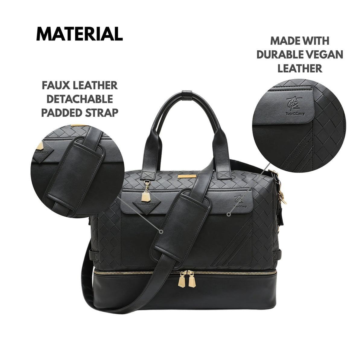 Tote&Carry Bodega Weekender Duffle Bag in Black — size guide