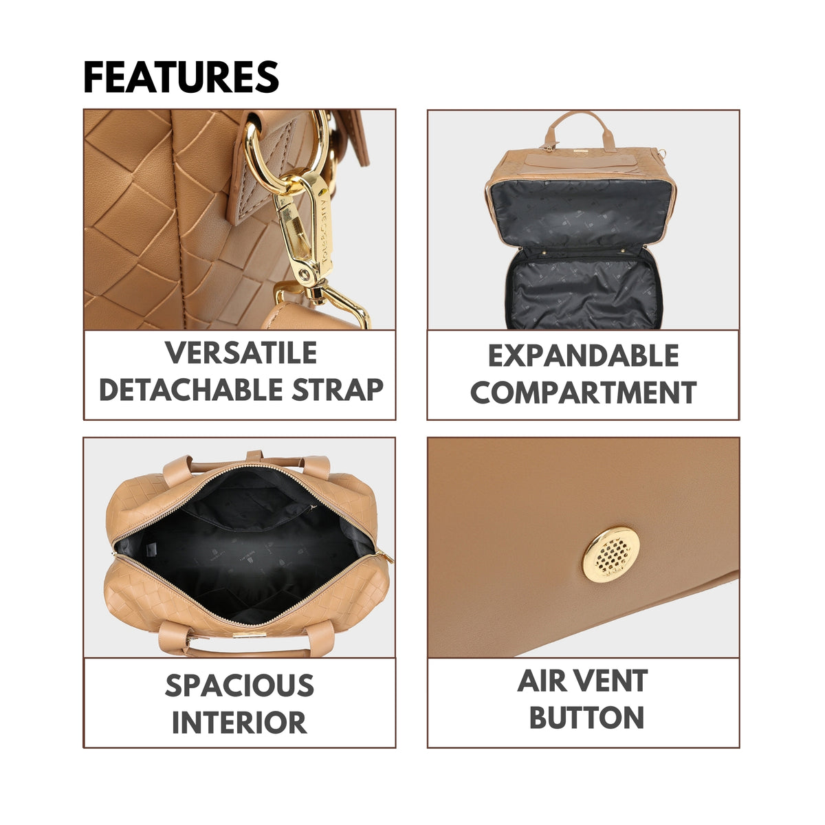 Tote&Carry Bodega Weekender Duffle Bag in Caramel Brown — features