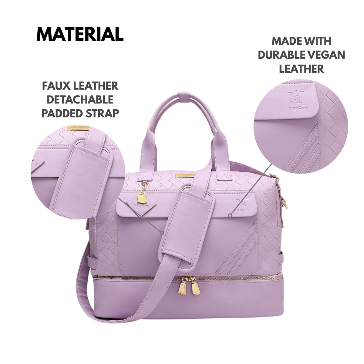 Tote&Carry Bodega Weekender Duffle Bag in Purple — size guide