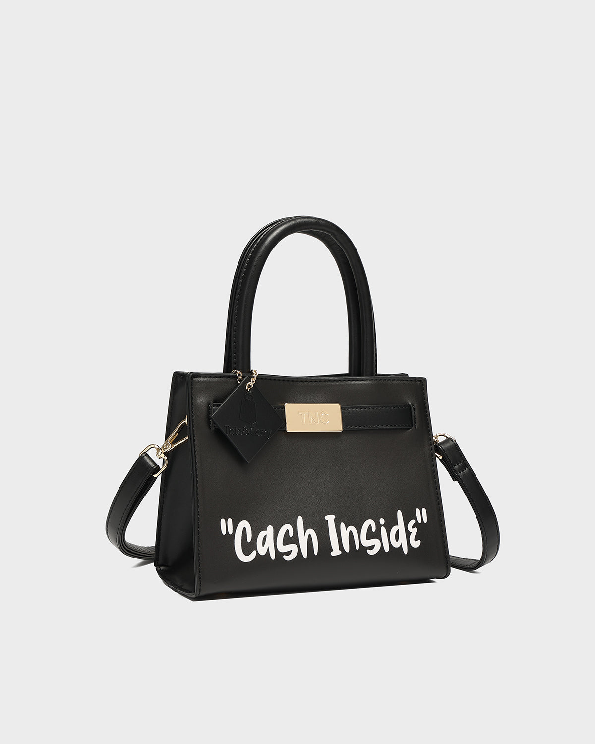 Cash Inside Mini Tote in Black