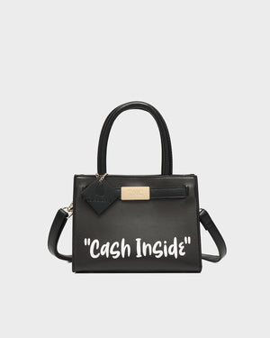 Cash Inside Mini Tote in Black