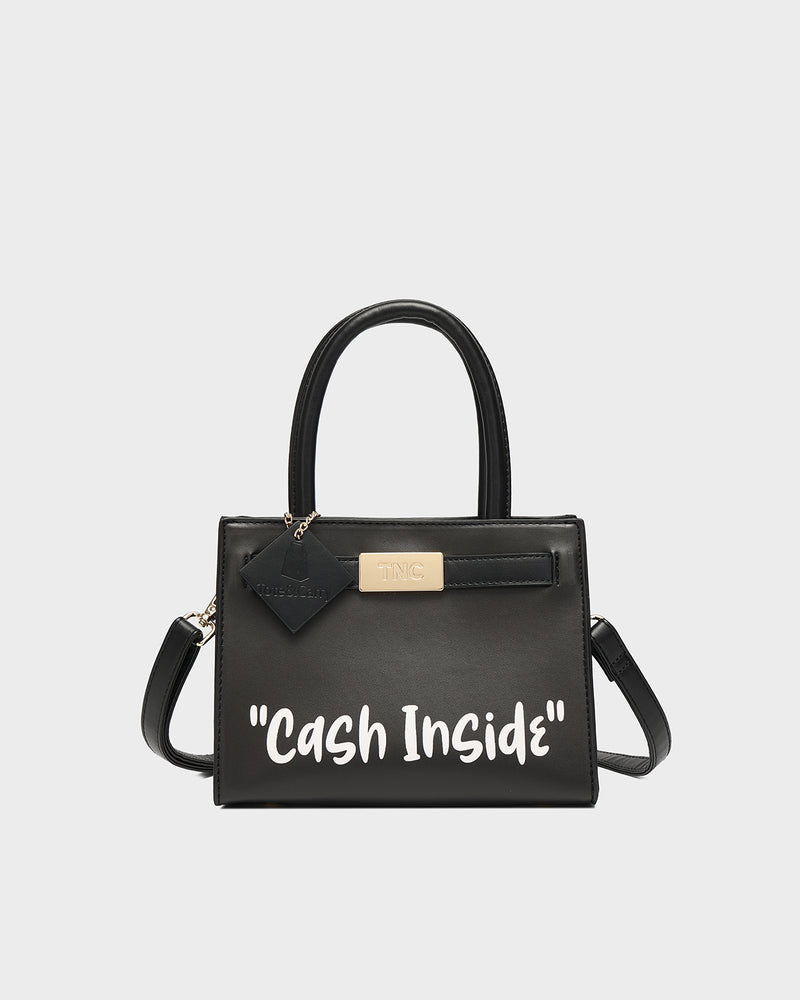 Cash Inside Mini Tote in Black
