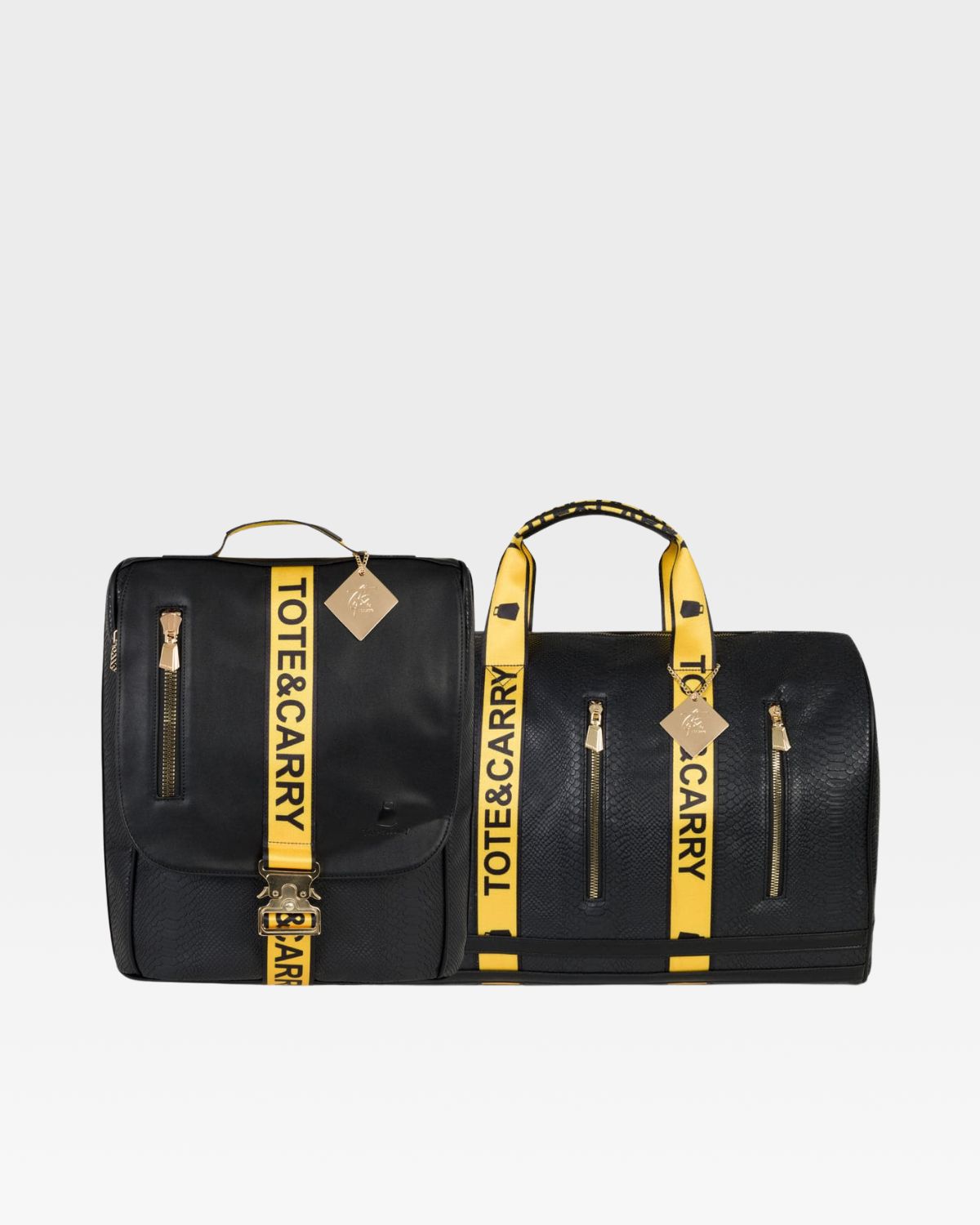 Caution Tape Travel Set in Black & Yellow