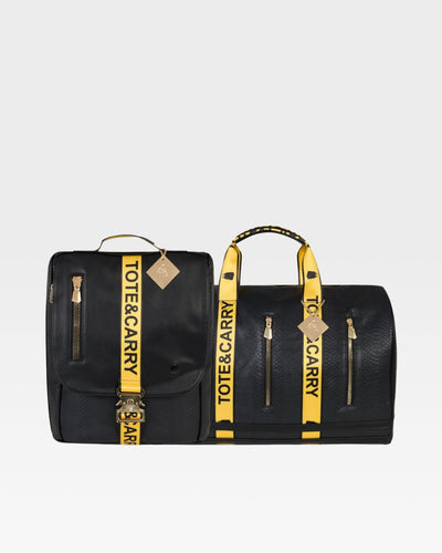 Caution Tape Travel Set in Black & Yellow
