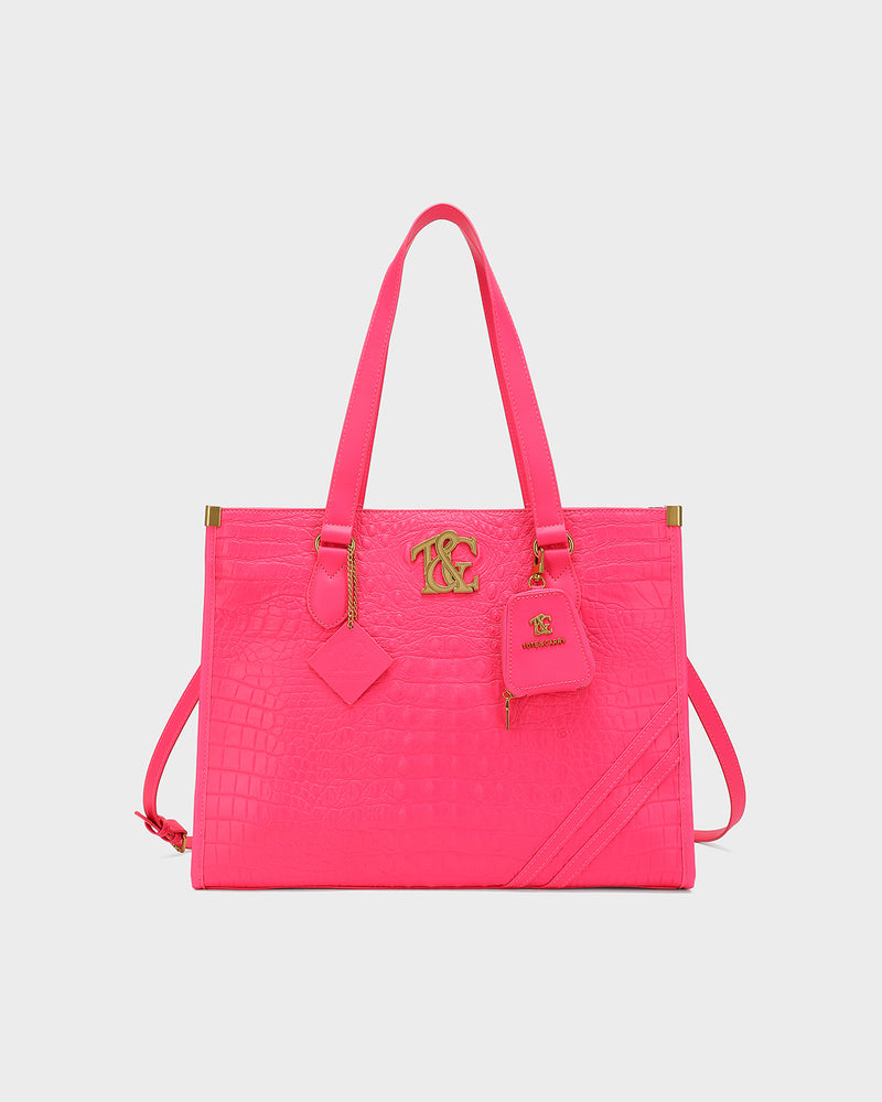 City scape Tote in Neon Pink