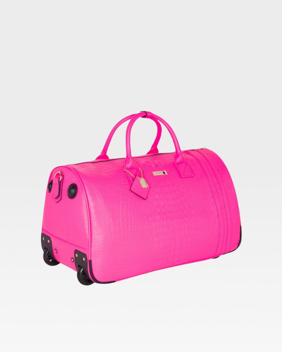 Apollo 2 Backpack & Rolling Duffle Bag Set in Neon Pink