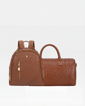 Classic Overnight Travel Set in Caramel