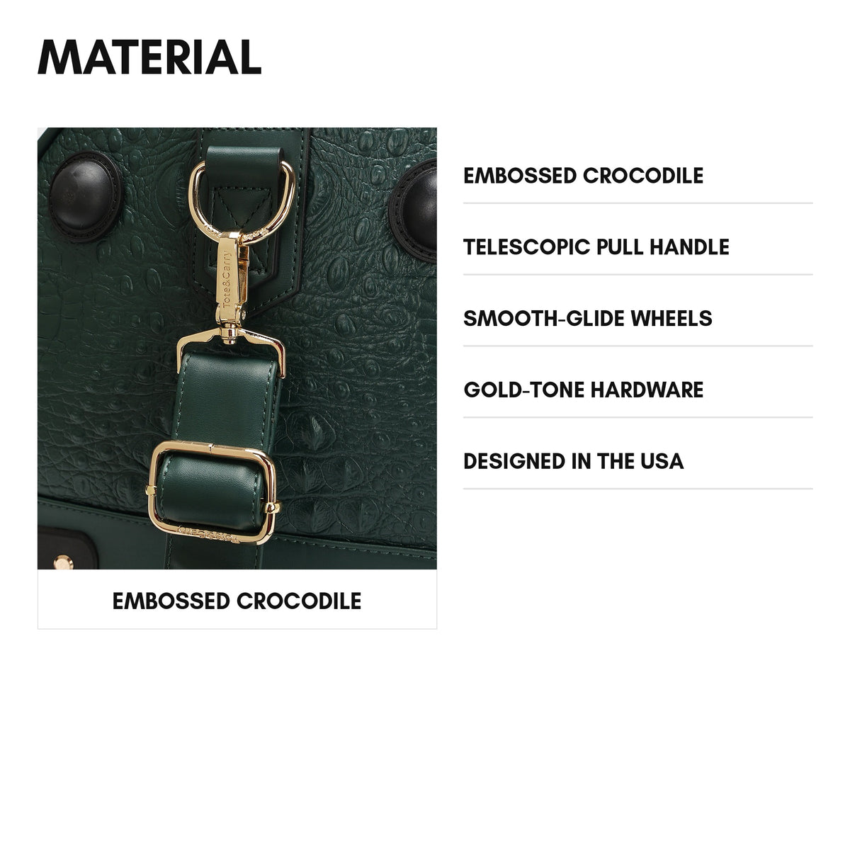 Classic Traveler Rolling Duffle Set in Emerald Green - material