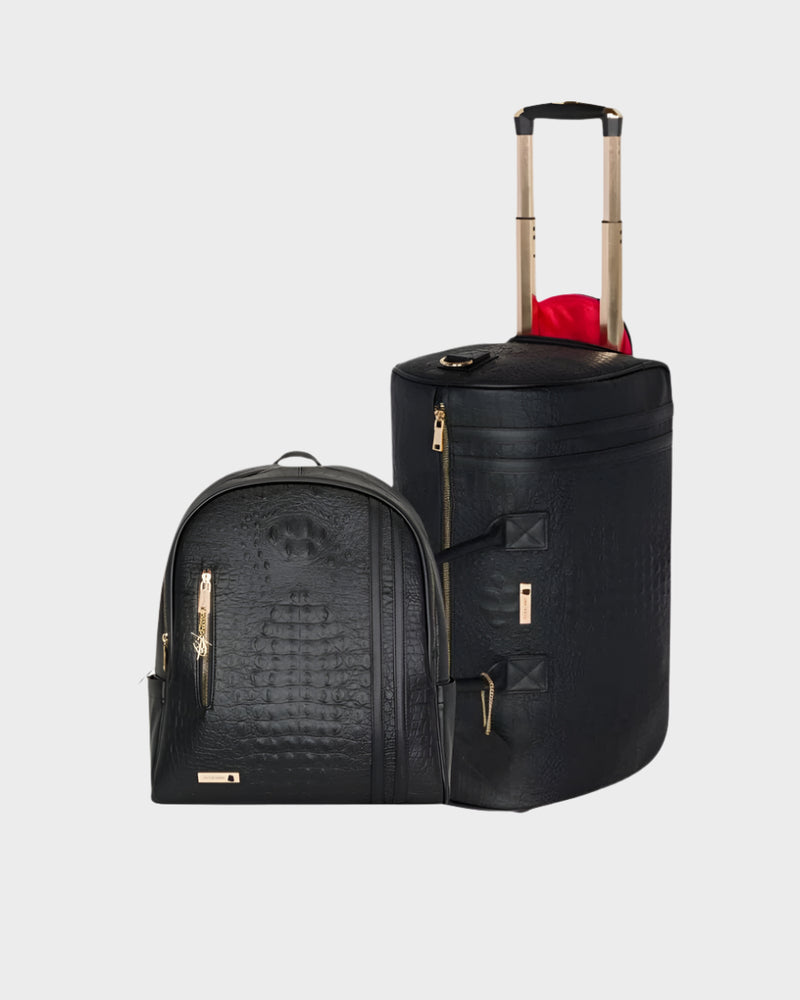 Classic Traveler Rolling Duffle Set in Black