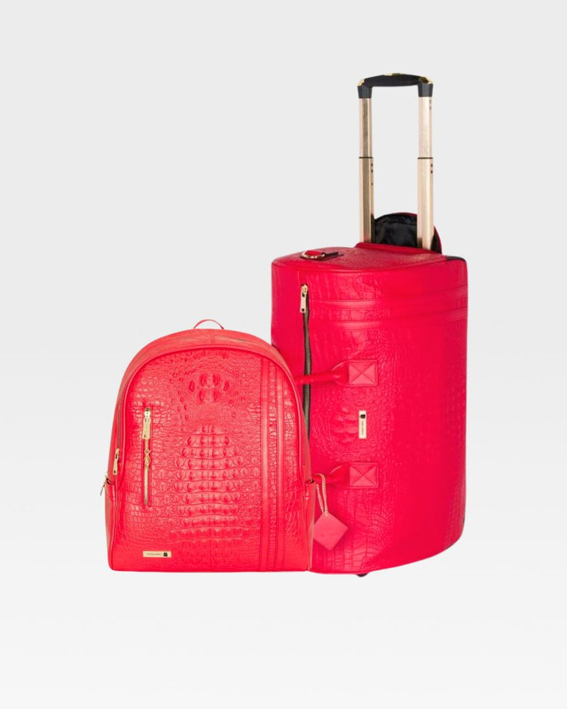Classic Traveler Rolling Duffle Set in Red
